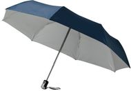 21,5" Alex-sateenvarjo, taitettava, automaattinen, tummansininen, hopea liikelahja logopainatuksella